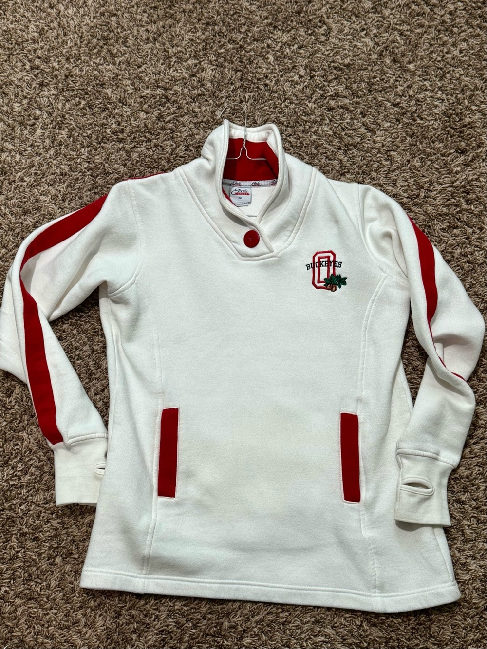 OSU White & Red Pullover Fleece with Team Crest